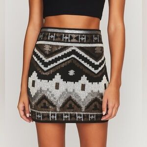 Express Geometric Sequins Mini Skirt - XS